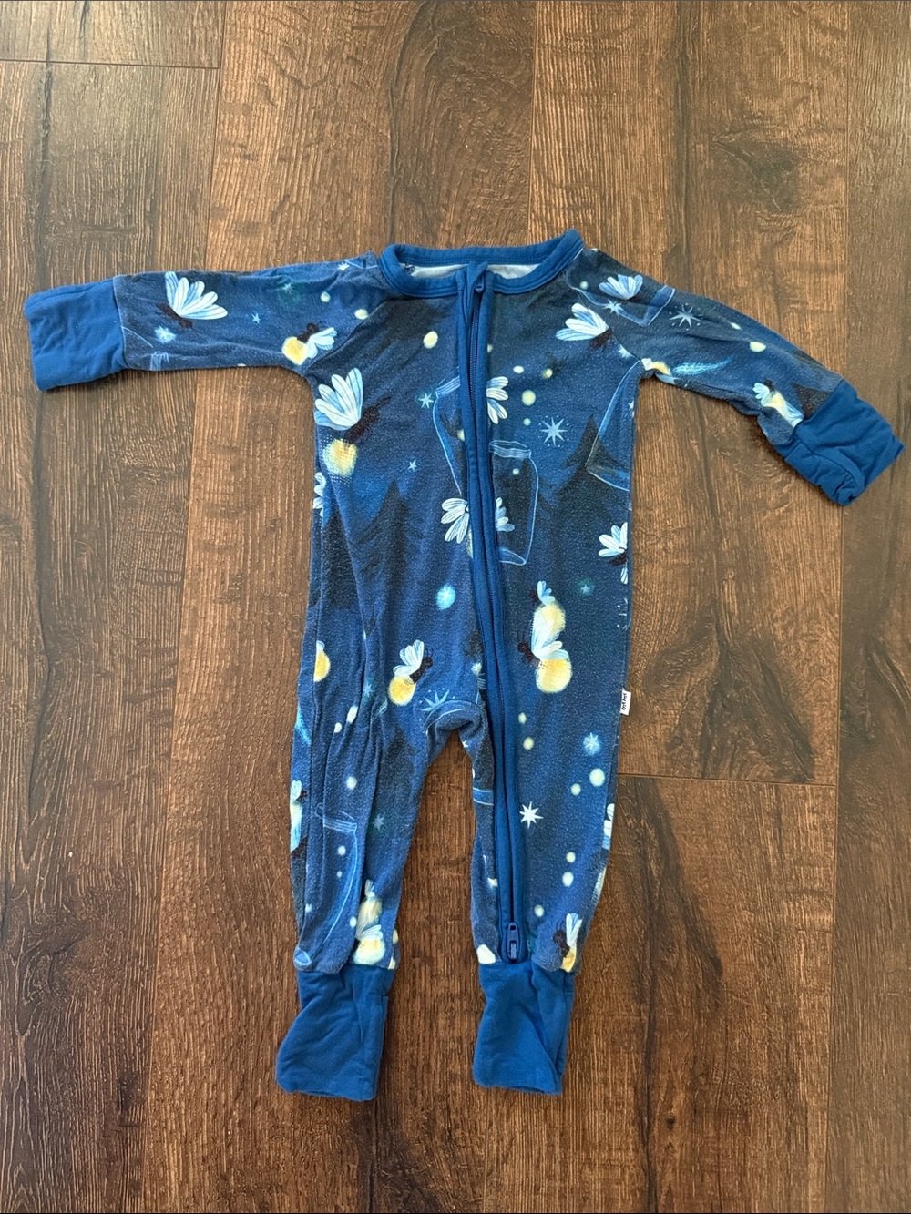 Little Sleepies Bamboo Navy Floral & Star Zipper Footed One-Piece